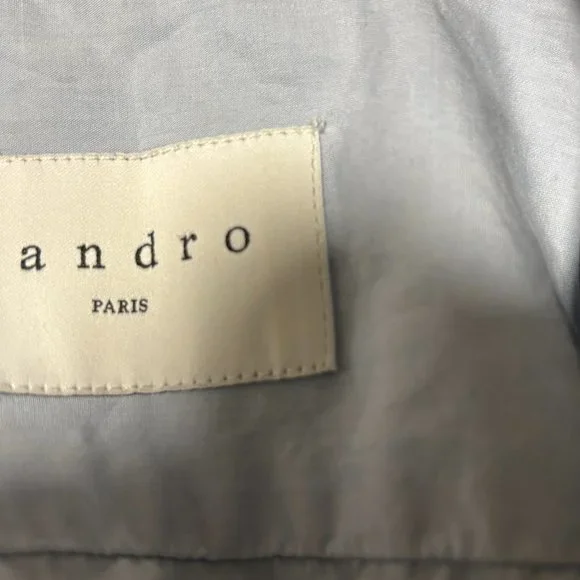 Sandro Paris Blue Contrast Collar Button Up Shirt Size Medium - Picture 7 of 11